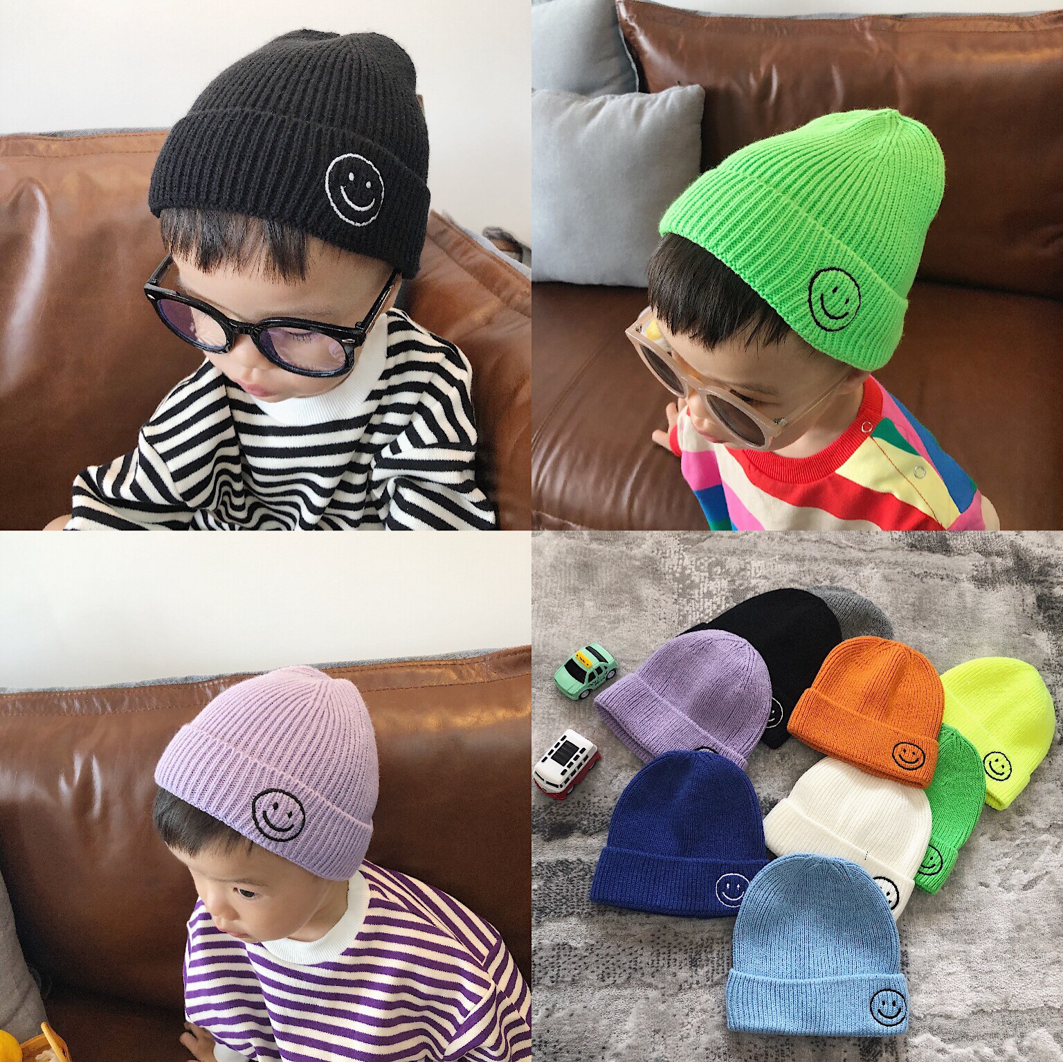 Cookies moms children's clothing stores ins autumn and winter new baby boy Han version baby cute foreign air multicolored knit hat-Taobao