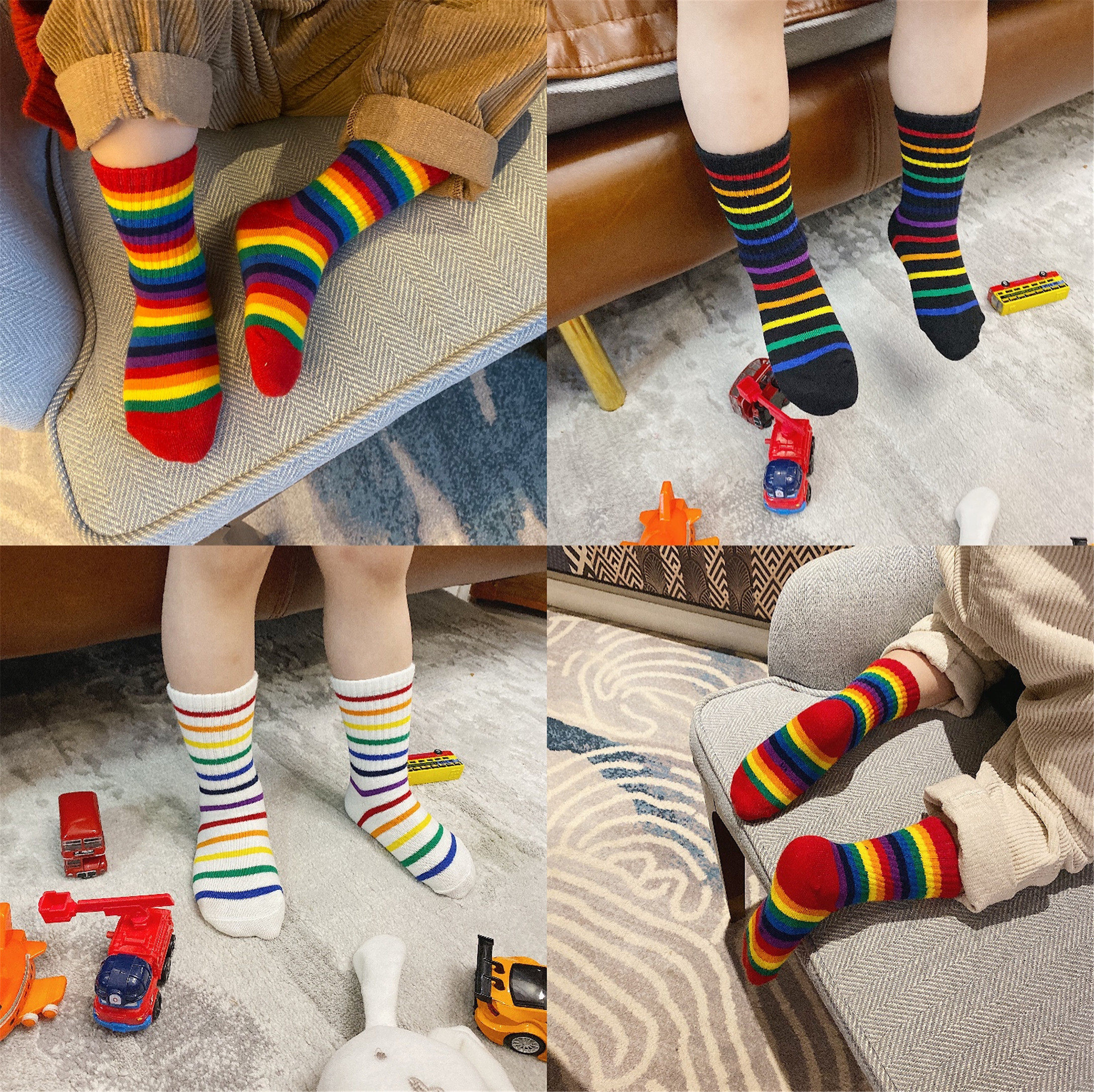 Cookies Moms Clothing Shop 2022 New Korean Version Children Cute Rainbow Striped Baby Socks Child Socks 1-3