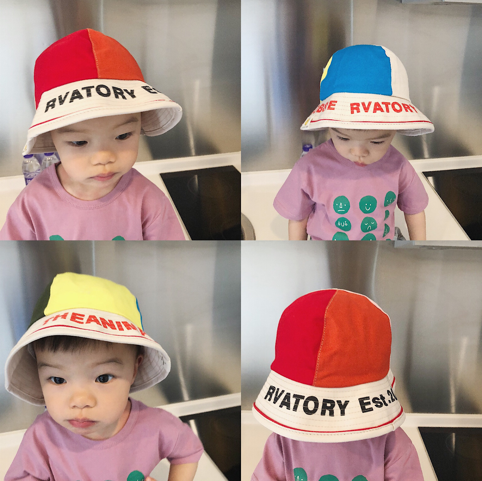 ins2022 new casual letters splicing colorful baby sunbeds for spring and autumn fisherman sunscreen for children