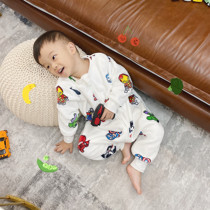 2022 autumn winter new childrens adorable printed thickened baby flannel one-piece dress with leg anti-kick sleeping bag tide