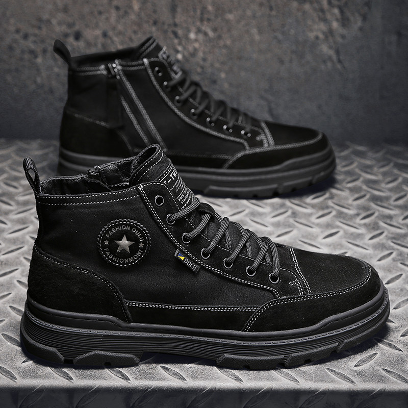 Autumn Breathable Men's Shoes, Martin Boots, Men's High-Top British Trendy Shoes, Desert Boots, Men's Boots, Canvas Short Boots