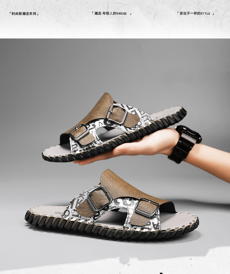 Отдых тапочки 凉鞋拖鞋男夏季46外穿47大码48编织凉拖男士运动沙滩潮牌一字拖