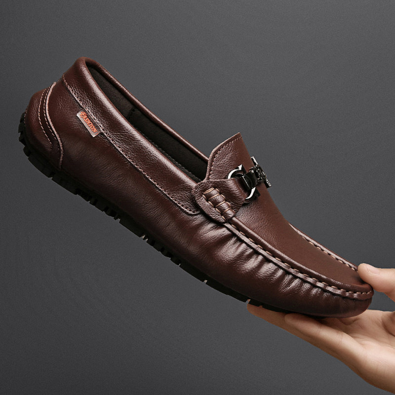 Loafers Men's Shoes Men's Slip-On Shoes Trendy Breathable Lazy Men's Shoes Men's Casual Versatile British Style Leather Shoes