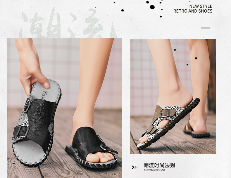 Отдых тапочки 凉鞋拖鞋男夏季46外穿47大码48编织凉拖男士运动沙滩潮牌一字拖