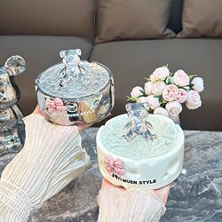 Cheese-Shaped Ceramic Ashtray with Lid, Nordic Style, Trendy, Light Luxury, High-End Feel for Home, Living Room, Office Ashtray