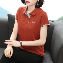 New large size western style 40-year-old middle-aged mother summer fashion casual womens lapel polo shirt short-sleeved T-shirt