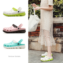 2021 new summer outdoor wear slippers hole shoes female non-slip ins tide seaside beach shoes female household cool slippers