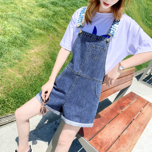 Летние светлые джинсовые подтяжки, шорты, штаны, тонкий комбинезон, в корейском стиле, свободный крой, по фигуре