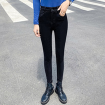 Black jeans woman small leggings high waist tight elastic 90% pants spring and summer new Korean version with high display slim trousers