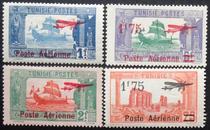 Tunisia 1927 The ancient ruins of Carthages sailing aqueduct were stamped with airplanes and converted into air stamps. New 4 sets
