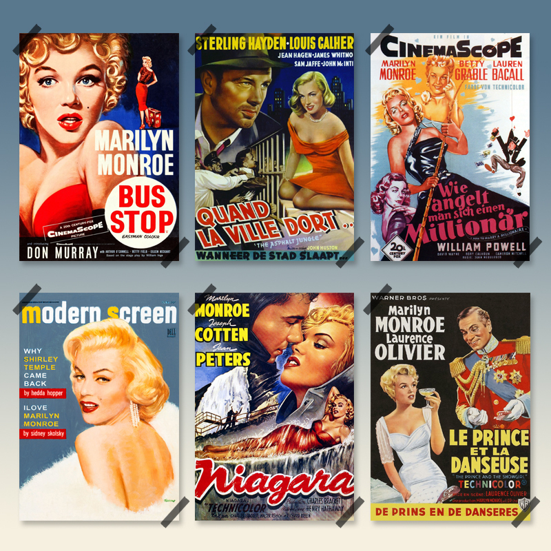 Marilyn Monroe Nostalgic Beauty Star Poster Bedroom Bar Home Decoration Painting Frame Hanging Painting Wall Painting Mural