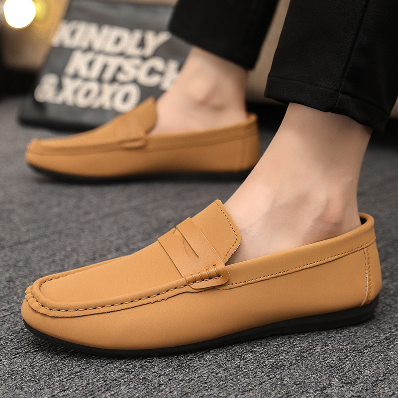 2025 New Summer Loafers for Men, Korean Style Trendy Soft-Soled Slip-On Casual Versatile Slip-On Lazy Leather Shoes