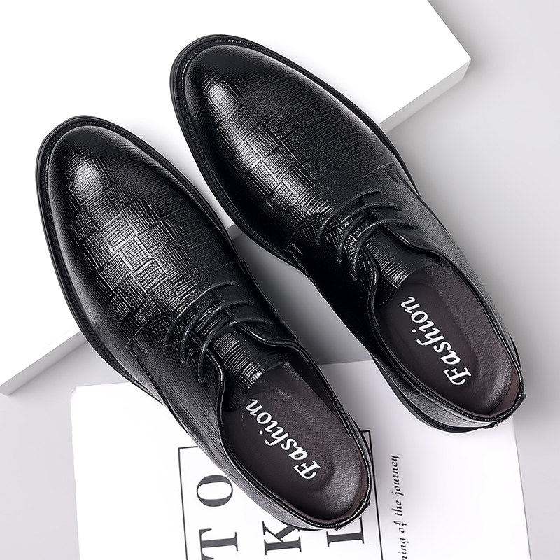 Men's Leather Shoes for Young People, Genuine Leather Formal Business Shoes, Soft Sole, Comfortable for Work, Pointed Toe, Casual Suit, Wedding Groom Shoes