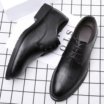 Autumn Leather Shoes for Men, Business Formal Wear, Genuine Leather, Soft Sole, Soft Leather, Fleece-Lined, Casual British Style, Pointed Toe, Groom's Wedding Suit Shoes