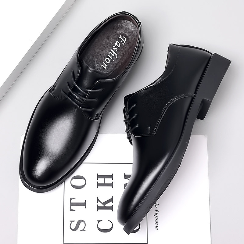 Men's Leather Shoes for Young People, Genuine Leather Formal Business Shoes, Soft Sole, Comfortable for Work, Pointed Toe, Casual Suit, Wedding Groom Shoes