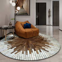 Round Bull Leather Small Carpet Splicing Light Lavish Living Room Home Nordic Tea Table Mat Book Room Cloakroom Bedside Blanket