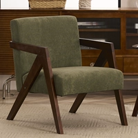 Одиночный стул в стиле ретро, ​​зеленый бархат [ножки ореха]