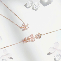 Floating cherry blossom sterling silver necklace female choker light luxury niche design sense bracelet petals 2021 New