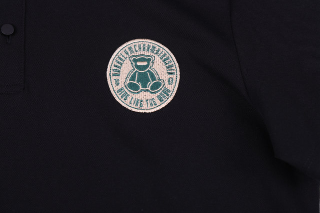 JPTHOME23 summer light trend series men's fitted version bear ເສື້ອຍືດແຂນສັ້ນ embroidered lapel T-shirt
