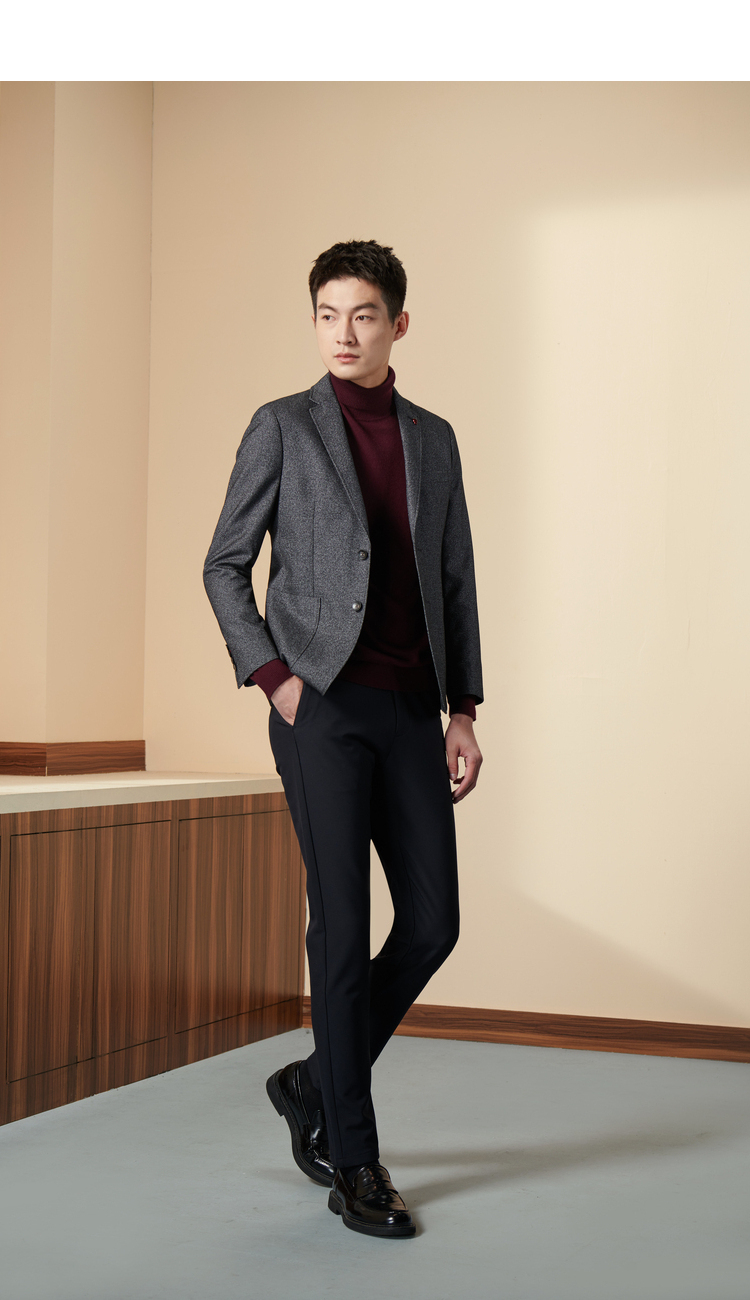 HLA/海澜之家 男士平驳领单排扣 商务休闲西服 图4