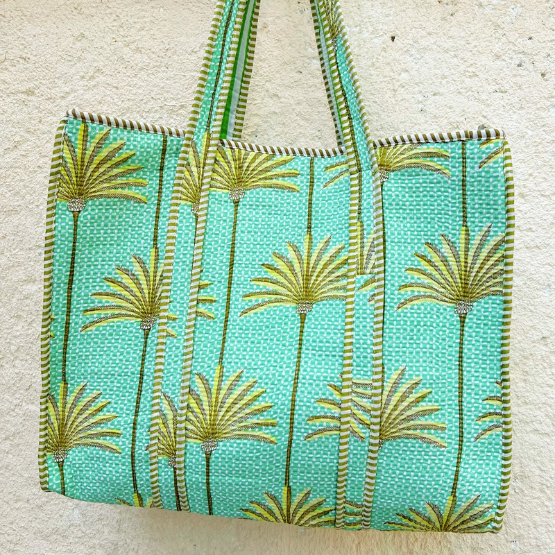 New Indian Double-Sided Tote Shoulder Bag, Quilted Pure Cotton Material, Large Capacity, Pure Cotton in Large, Medium, and Small Sizes