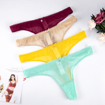 Transparent thong womens underwear perspective ultra-thin sexy fun temptation T pants invisible incognito large size mesh