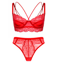 Benming year red beauty back underwear thong underwear panty suit female gather thin section bra sexy
