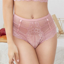 Sexy ultra-thin lace high-waisted breifs ladies underwear thin hollow bottoms seamless underpants hip hip belly thin