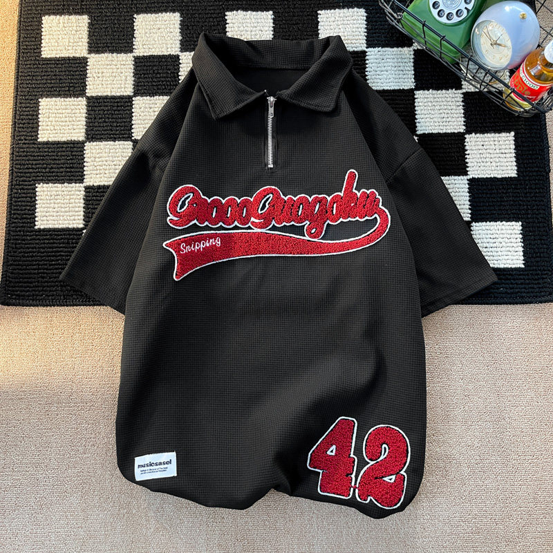 Ivy Polo shirt men's American retro T-shirt Japanese ins super hot summer short-sleeved couple loose trend 2022