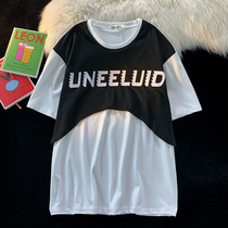 Fake two-piece T-shirt Male short sleeve Chauffins Suppies Handsome Harbor Wind 50% Sleeves Blouse Design Sensation 2022 Summer New