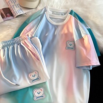 Tennis Red Fried Street Yuppie Handsome Suit Mens Summer Loose Casual Teen Sports Short Sleeve Shorts Set Trend 100 lap