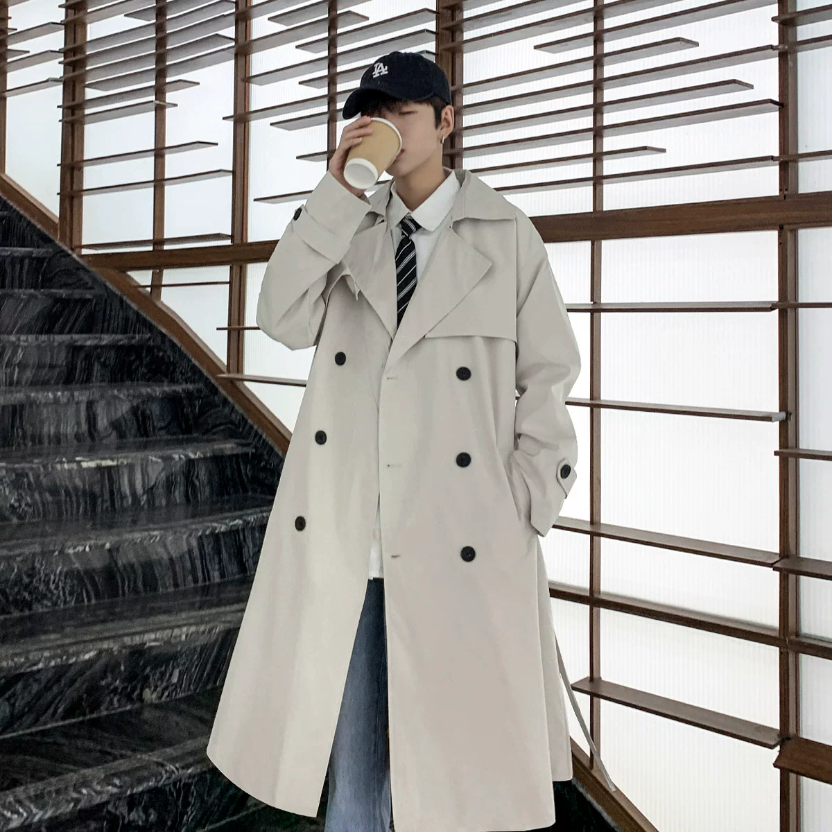 Тайде (Tide), демисезонное trench coat, трендовый классический пиджак, высококачественный стиль, британский стиль, корейский стиль