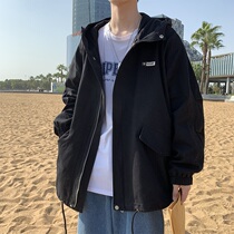 Coat mens ins workwear Ruffian windbreaker jacket Korean version trend Hong Kong wind spring autumn 2021 early Autumn New