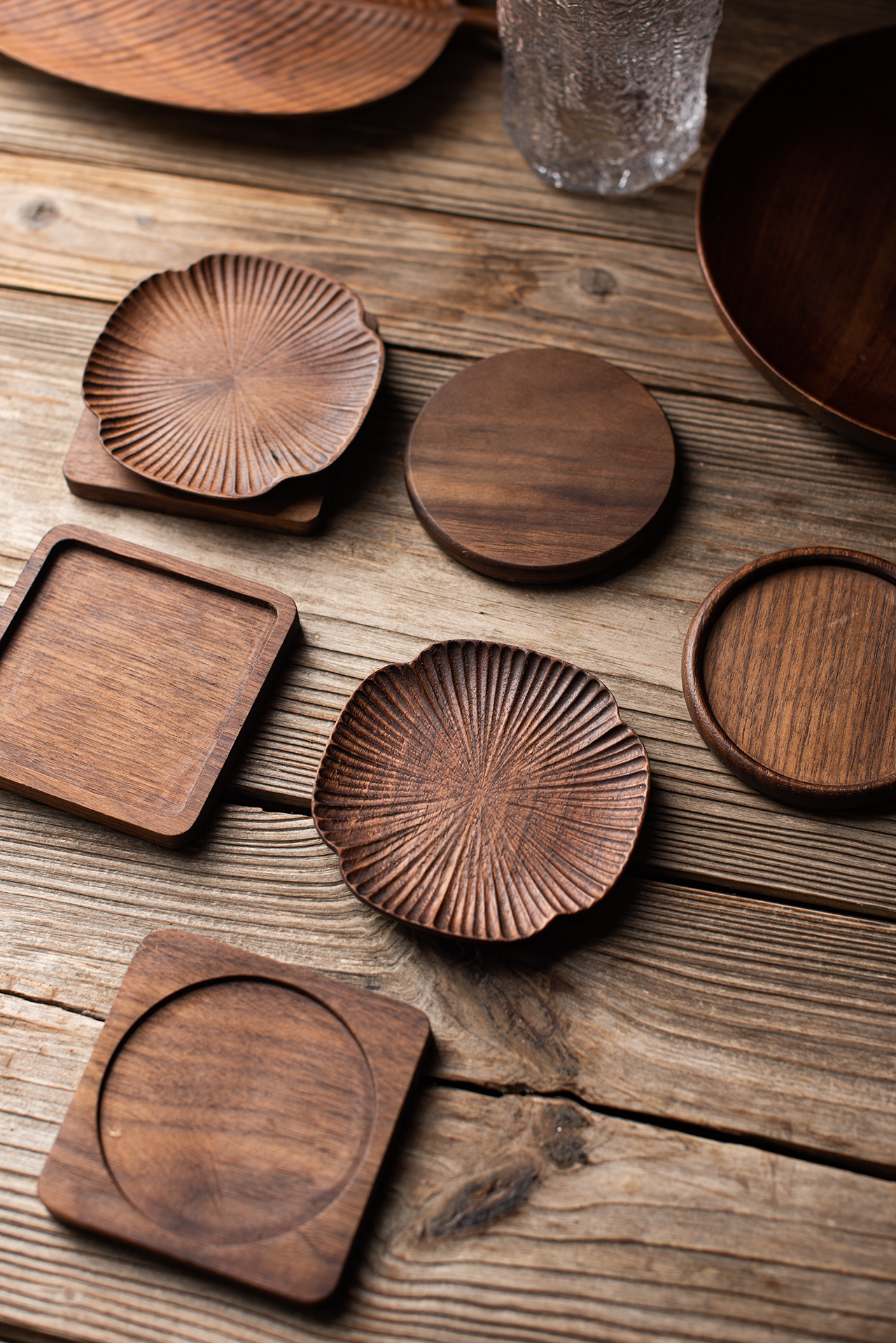 Black walnut coaster Vintage Chinese pastry food photography props Tea tray Insulation mat Solid wood