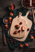 Natural log handle can hang chopping board breadboard gourmet breakfast photography props kitchen tools baking