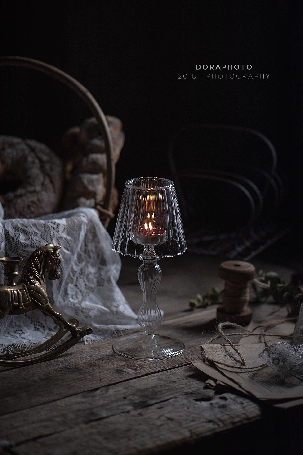 Vintage French exquisite glass candlestick Home decoration ornaments Photography props Wedding party table decoration