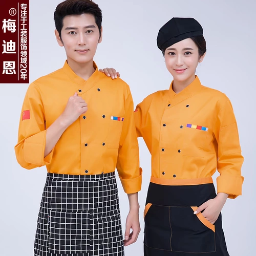 Шеф -повар Работа для одежды с длинным рукавом осень и зимний стиль мужской отель для кухонной одежды кухонная одежда