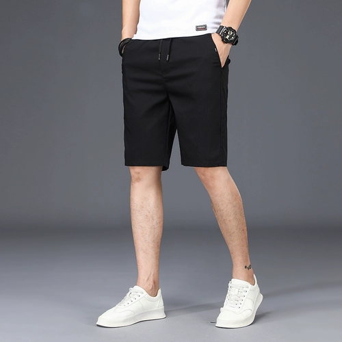 Шелковые летние шорты, мужские эластичные штаны, спортивные быстросохнущие повседневные брюки, облегающий крой