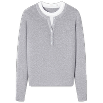 Wool] Navigare Italian small sailing gray pullover sweater womens new casual round neck sweater