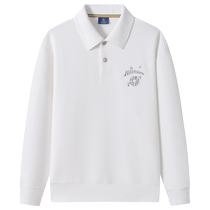 Waffle] Navigare Italian small sailing ship white loose POLO shirt mens autumn new lapel sweatshirt