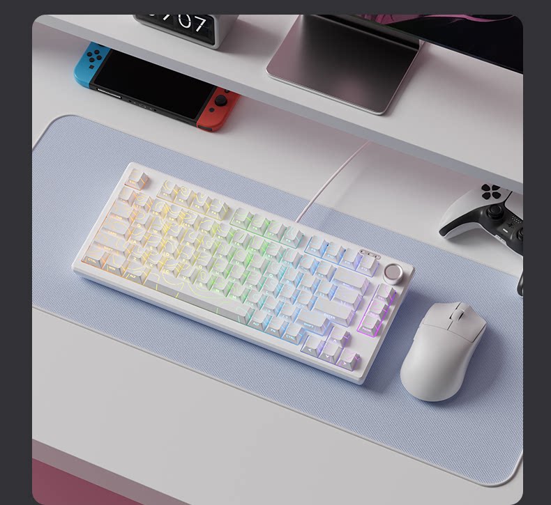 梦族Z75PRO小型机械手感有线键盘静音笔记本外接三模电竞游戏专用
