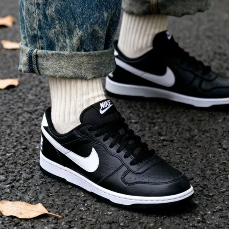 Nike Big Low Nike Comfortable, Versatile, Breathable, Sports and Leisure Retro Low-Top Black and White Sneakers