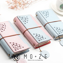 MOZE INS Hollow notepad Gift hand book Cowhide book Travel notebook Stationery loose-leaf creative book