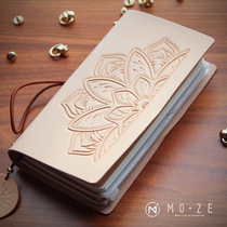 MOZE Mandala pattern loose-leaf leather carving hand book cowhide notebook TN hand book free custom good-looking book