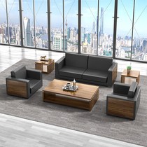 Office sofa coffee table combination simple modern business reception leisure reception trio leather office sofa