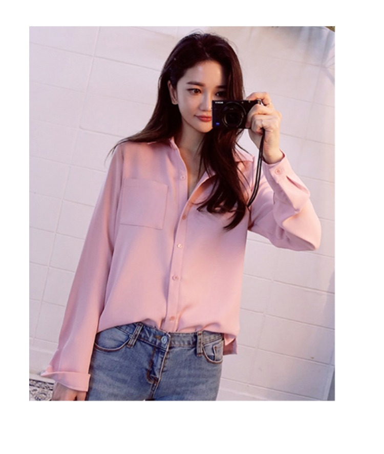 Xiao You Fan phiên bản Hàn Quốc rộng rãi rộng rãi hoang dã cơ sở voan trắng dài tay nữ Han Fan 2018 xuân mới áo sơ mi nữ form rộng