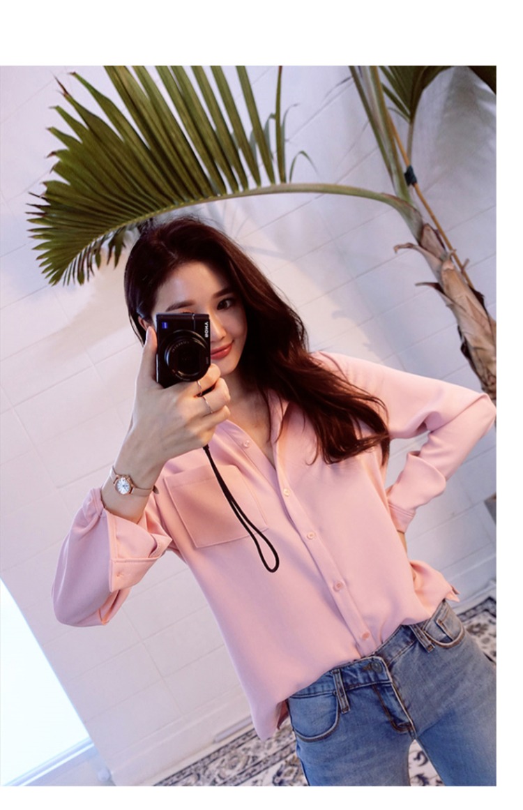 Xiao You Fan phiên bản Hàn Quốc rộng rãi rộng rãi hoang dã cơ sở voan trắng dài tay nữ Han Fan 2018 xuân mới áo sơ mi nữ form rộng