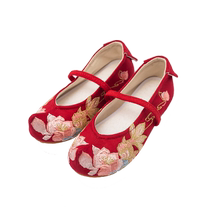 Chuli Original Embroidered Shoes Glazed Hanfu Matching Flat Embroidered Shoes Chinese Style Cloth Shoes Childrens Hanfu Girls