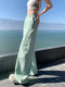 Spring and Autumn Light-Colored Elastic Waist Wide-Leg Pants for Women 2025 New Plus Size Fat mm Light Green Denim Cargo Pants Summer