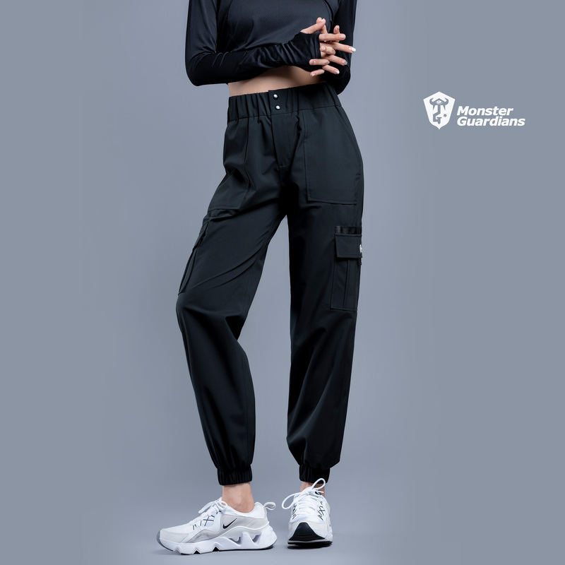 Monster Guardians Guardian Shield Series Black Waterproof Overalls Women's Loose Sports Pants